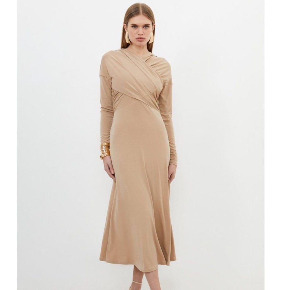 Karen Millen Ruched Jersey Crepe Maxi Dress